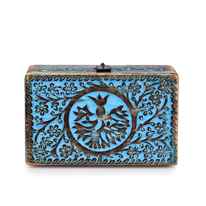 BHAVATU |Wooden Jewelry Box, Tarot Box, Celestial Home Decor, Witch Box, Tree of Life, Trinket Box |Size- 8" x 5" x 2.5",| Decorative Storage Bin - Image 2