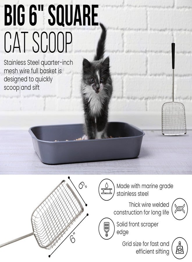 Sand Dipper Cat Poop Scooper & Chicken Poop Scooper - Rugged Big 6" Square Stainless Steel Long Handle for Home Kitty Litter Scoop & Farm Chicken Coop Scooper (Mid-Adjustable) - Image 3