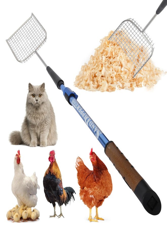 Sand Dipper Cat Poop Scooper & Chicken Poop Scooper - Rugged Big 6" Square Stainless Steel Long Handle for Home Kitty Litter Scoop & Farm Chicken Coop Scooper (Mid-Adjustable) - Image 1
