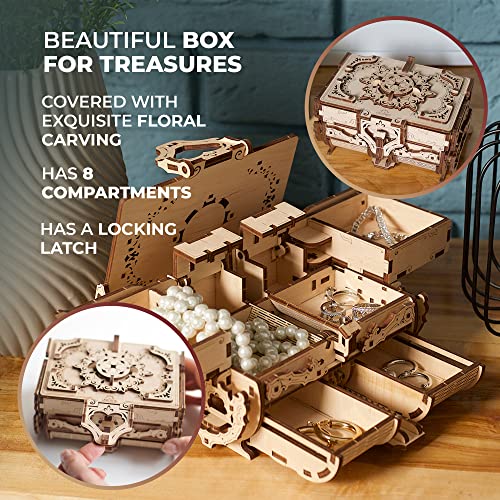 UGEARS صندوق الألغاز الخشبي ثلاثي الأبعاد UGEARS - صندوق خشبي عتيق للألغاز ثلاثية الأبعاد - مجموعة نماذج خشبية للبالغين - مجموعة بناء نموذج ميكانيكي مقطوع بالليزر - Image 3
