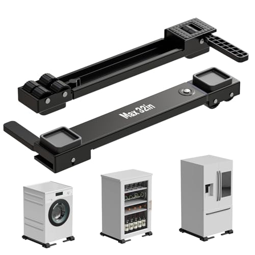 KVRG Appliance Rollers Heavy Duty,Newest Extendable Appliance Sliders,Liftable Washing Machine Base,Easily Move Washer and Dryer Machines,Refrigerators,Furniture-Black - Image 1