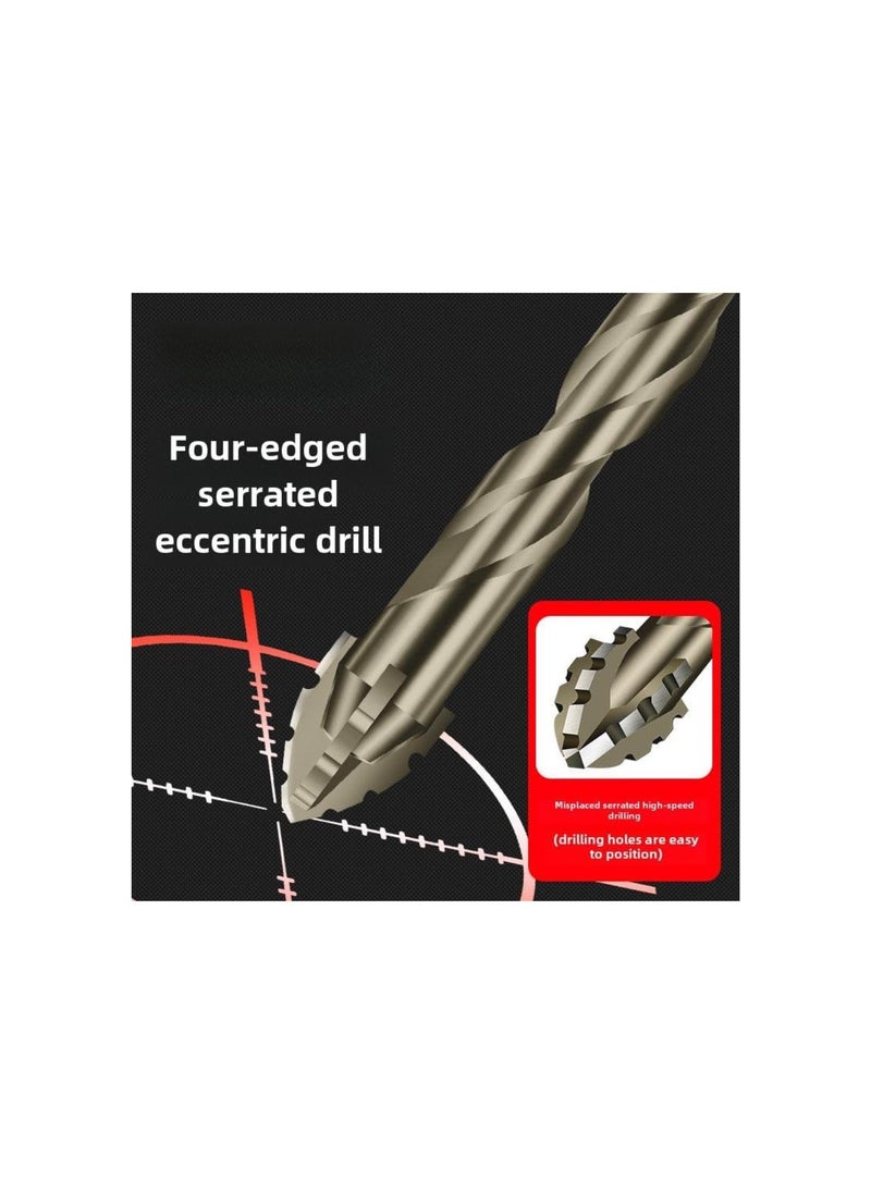 New Four-Flute Sawtooth Eccentric Drill Bit, High-Strength Eccentric Twist Drill Bit, High Strength Eccentric Twist Drill Bit Set, Multifunction Drill Bit Sets
