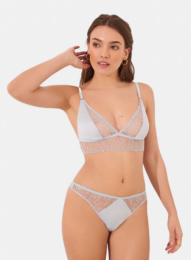 women'secret Natural Triangle Bra In Satin And Lace - Image 1
