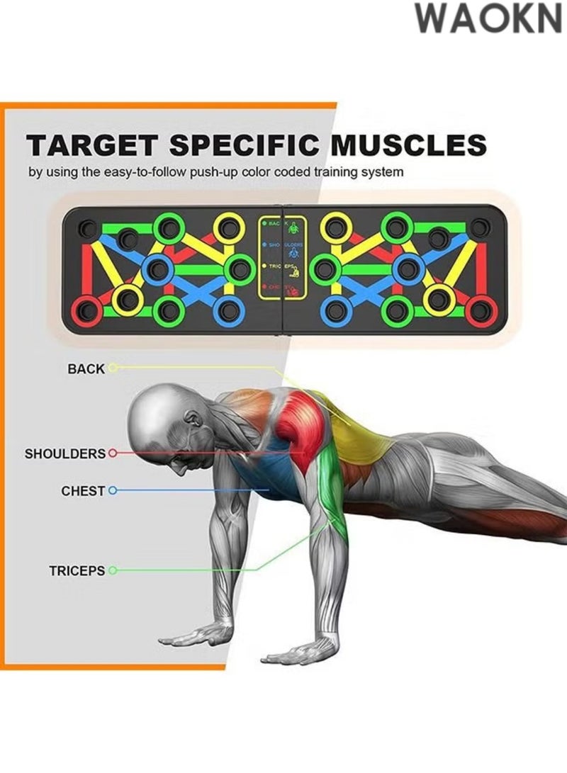 WAOKN Body Building Push Up Rack Board Fitness Equipment with Color-Coded 14 in 1 Push-up Bracket for Home Practice Chest Muscle & Arm Muscle Multi-Function Push-ups Board - Image 4