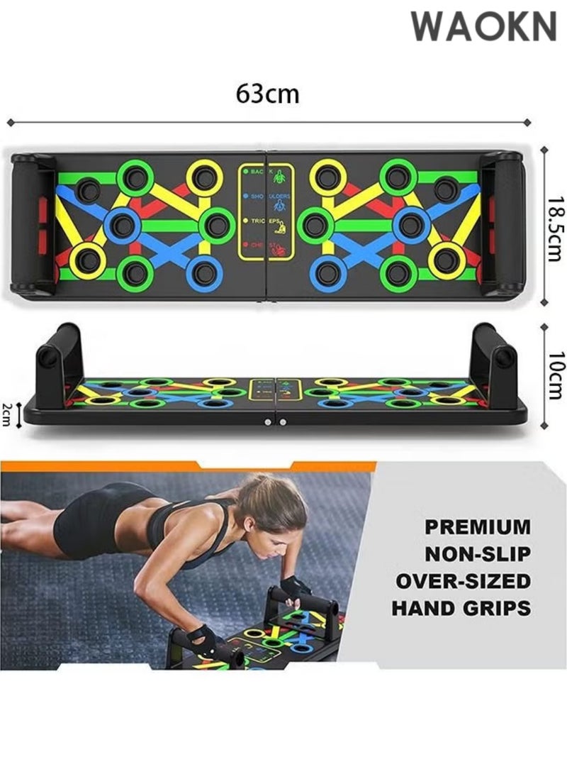 WAOKN Body Building Push Up Rack Board Fitness Equipment with Color-Coded 14 in 1 Push-up Bracket for Home Practice Chest Muscle & Arm Muscle Multi-Function Push-ups Board - Image 5