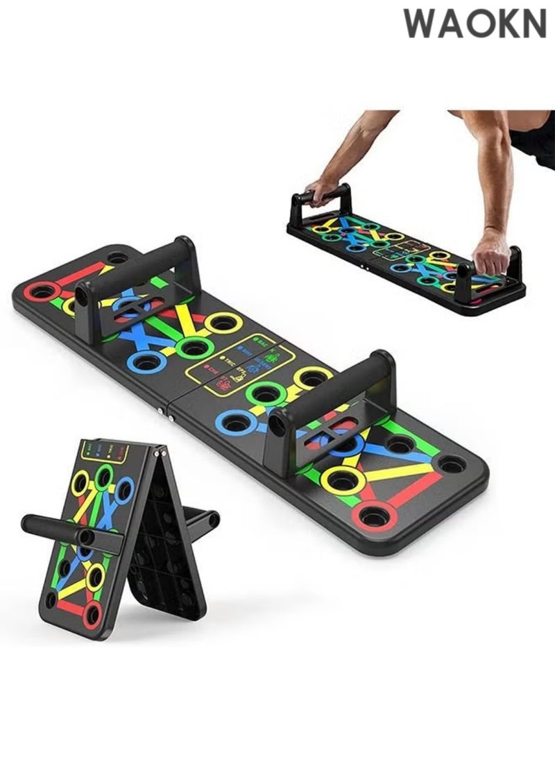 WAOKN Body Building Push Up Rack Board Fitness Equipment with Color-Coded 14 in 1 Push-up Bracket for Home Practice Chest Muscle & Arm Muscle Multi-Function Push-ups Board - Image 1