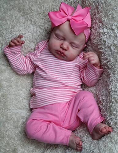 TatuDoll Reborn Baby Doll Clothes Accessories Girl 18 inch Pink Striped 3 pcs Set for 1820 inch Reborn Doll - Image 1
