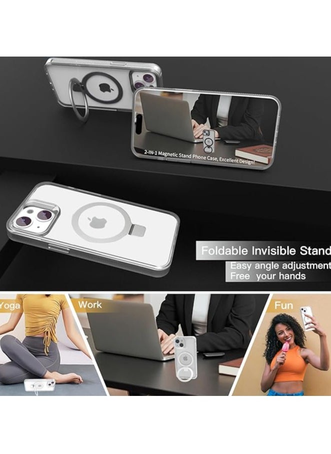 YoYoTech Designed for iPhone 15 Plus Case with Matte Finish Translucent Magnetic Invisible Stand [Compatible with MagSafe] [Military Grade Drop Tested] Non-Yellowing Shockproof Protective Slim Case-Clear  - Image 4