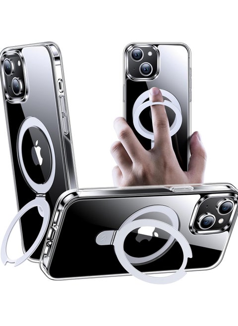 Designed for iPhone 15 Plus Case with Matte Finish Translucent Magnetic Invisible Stand [Compatible with MagSafe] [Military Grade Drop Tested] Non-Yellowing Shockproof Protective Slim Case-Clear