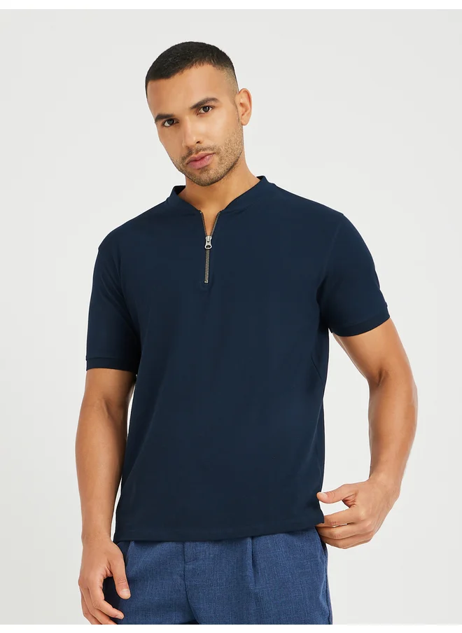 Styli Styli Half Zipped Regular Fit Polo T-Shirt