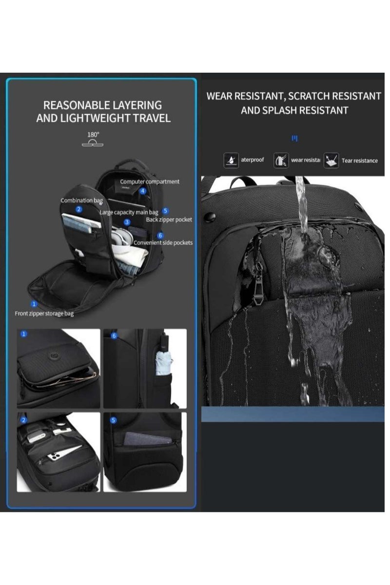 أوزوكو حقيبة ظهر لابتوب للسفر والأعمال أوزوكو 9717 – مقاومة للماء، متعددة الجيوب، أسود - Image 5