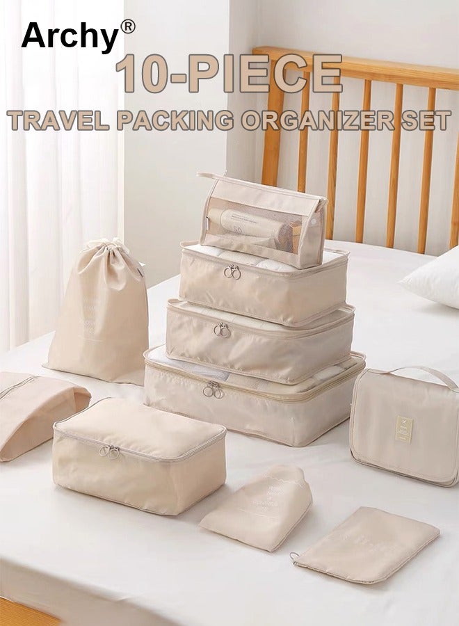 Archy 10 PCS Compression Packing Cubes for Men and Women Lightweight Travel Luggage Organizer for Clothes Shoes Toiletries or Accessories Large Capacity Moisture Proof Storage Bags for Carry on Suitcases  - Image 3