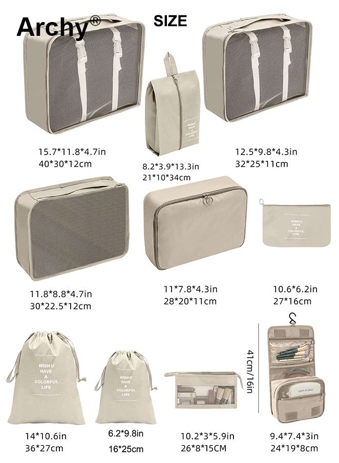 Archy 10 PCS Compression Packing Cubes for Men and Women Lightweight Travel Luggage Organizer for Clothes Shoes Toiletries or Accessories Large Capacity Moisture Proof Storage Bags for Carry on Suitcases  - Image 5