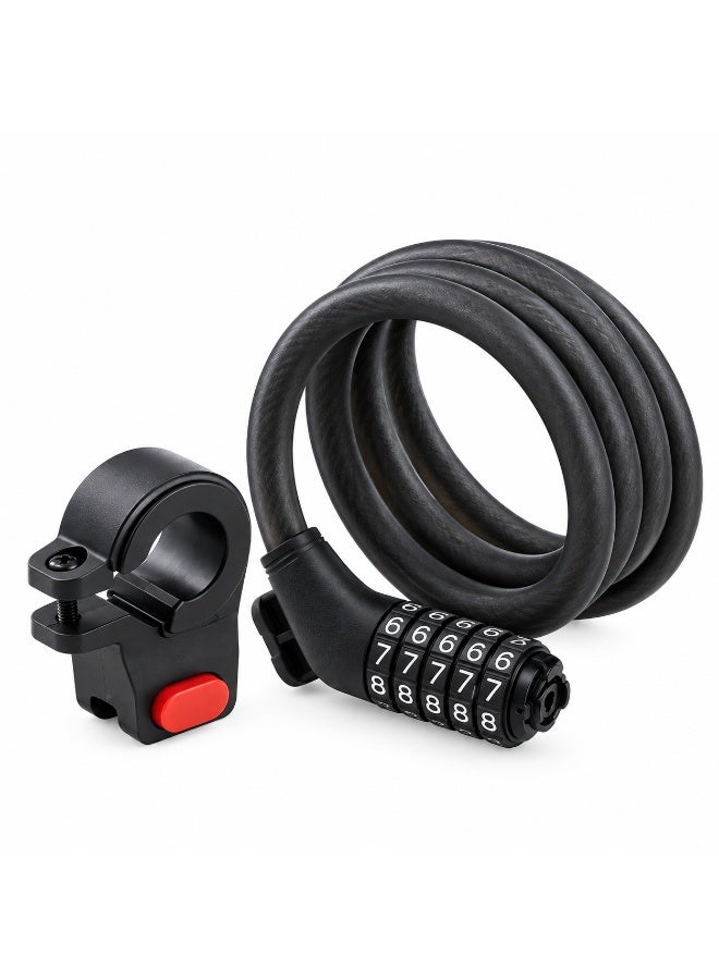 Segway-Ninebot Original Segway Ninebot Password Lock for Bikes and Electric Scooter, 5-Digit Combination Lock, Braided Steel Anti-Theft Wire, 3KN Tension & 9KN Shear Force, 120cm Long, 12mm Diameter, Anti-Slip Padding - Image 1
