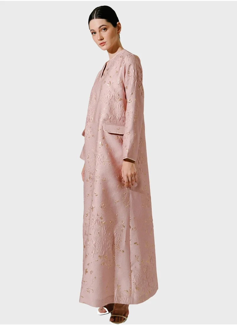 Demure Pocket Detail Embroidered Dress