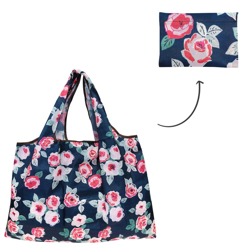 allydrew Large Foldable Tote Nylon Reusable Grocery Bags  6 Pack  Cacti  Roses & Flowers - Image 2