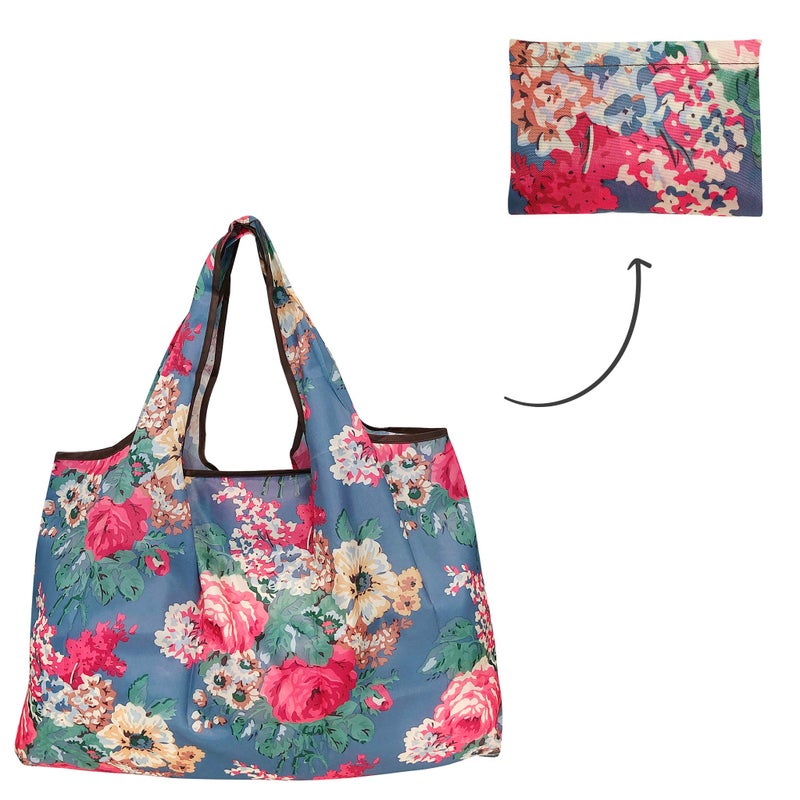 allydrew Large Foldable Tote Nylon Reusable Grocery Bags  6 Pack  Cacti  Roses & Flowers - Image 4