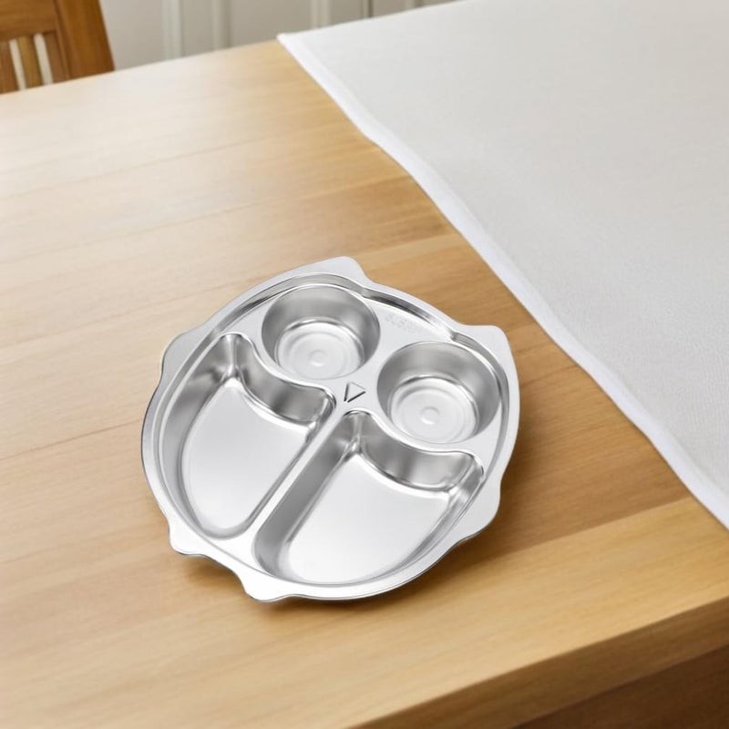 Owl Shape Stainless Steel Divided Plates For Kids Unbreakable Fun Mealtime Tray - Image 4