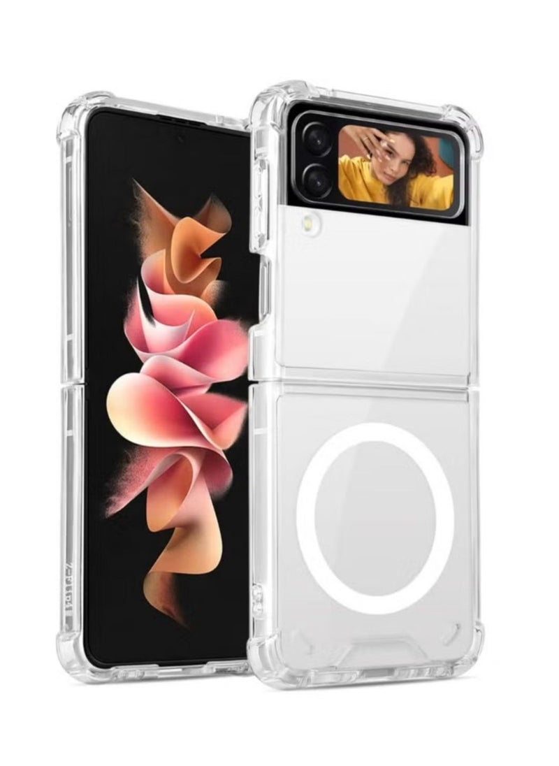 Magnetic - Samsung Galaxy Z FLIP 3, Magnetic Case, Compatible with MagSafe Wireless Charging, Anti-Scratch Bumper Cover (Clear), TPU - PC - Image 1