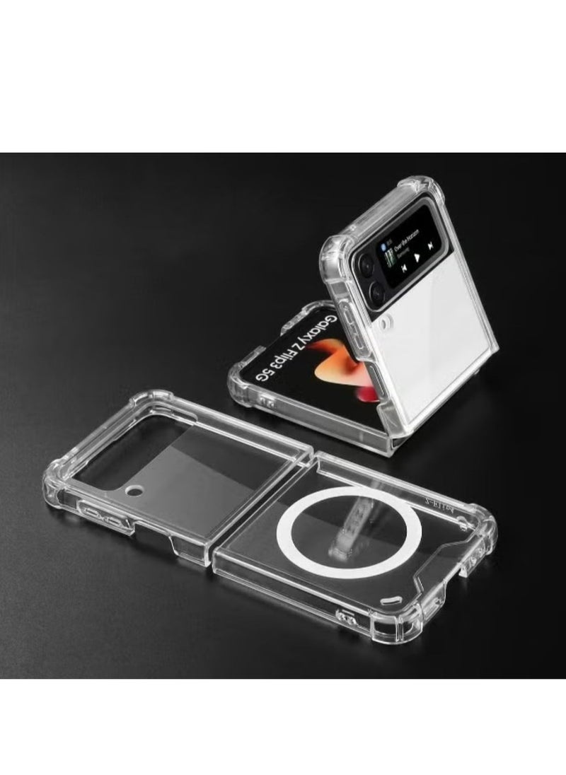 Magnetic - Samsung Galaxy Z FLIP 3, Magnetic Case, Compatible with MagSafe Wireless Charging, Anti-Scratch Bumper Cover (Clear), TPU - PC - Image 1