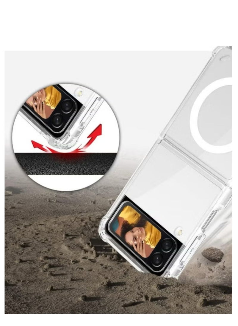 Magnetic - Samsung Galaxy Z FLIP 3, Magnetic Case, Compatible with MagSafe Wireless Charging, Anti-Scratch Bumper Cover (Clear), TPU - PC - Image 1