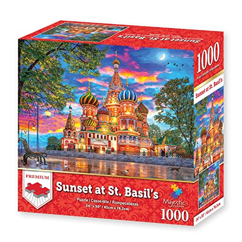 Springbok Majestic by Springbok Sunset at Basils 1000 Piece Jigsaw Puzzle Illustration of St Basils Cathedral at Sunset - Image 5