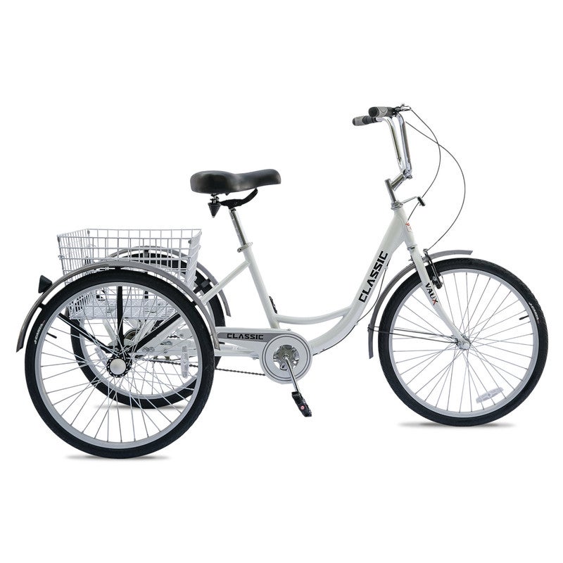 Vaux Classic 24-Inch City Bike | 24-Inch Wheel Size | Adjustable Seat | With Basket | White Color - Image 1
