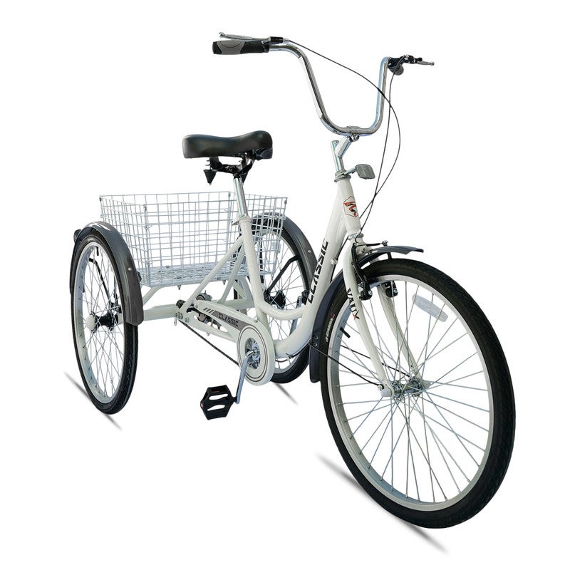 Vaux Classic 24-Inch City Bike | 24-Inch Wheel Size | Adjustable Seat | With Basket | White Color - Image 2