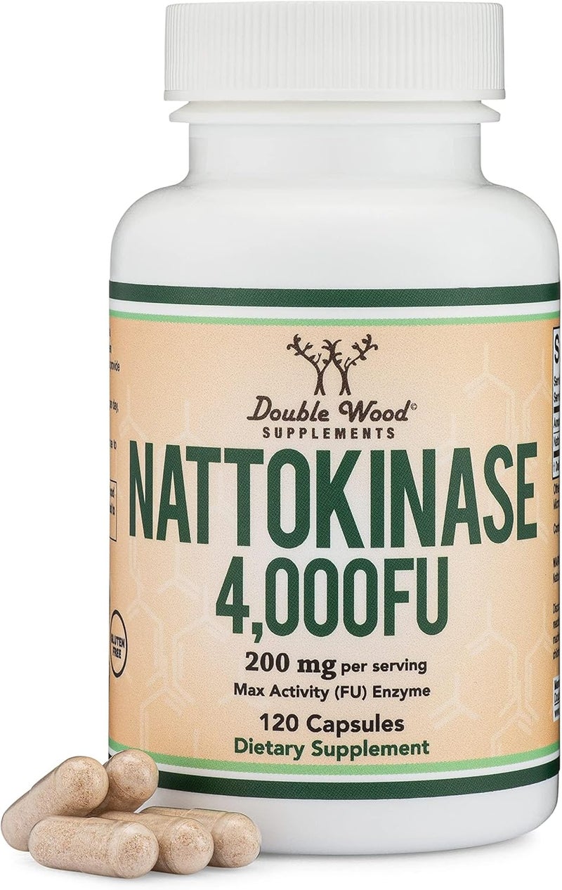 Double Wood Supplements Nattokinase Dietary Supplement 120 Capsules for Adults