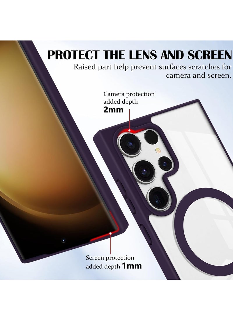 Generic Magnetic Case for Samsung Galaxy S22 Ultra Case [Compatible with MagSafe] [Shockproof Military Grade], Transparent Back Slim Bumper Cover Phone Case Samsung S22 Ultra (dark purple)  - Image 2