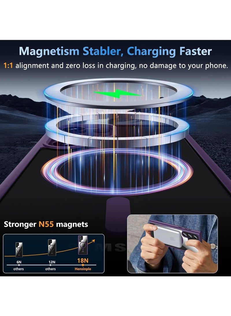 Generic Magnetic Case for Samsung Galaxy S22 Ultra Case [Compatible with MagSafe] [Shockproof Military Grade], Transparent Back Slim Bumper Cover Phone Case Samsung S22 Ultra (dark purple)  - Image 5