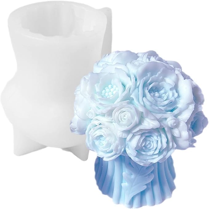 FirstTry FirstTry Flower Bouquet Candle Mold I 3D Basket Pillar Silicone Epoxy Mould I Special for Valentines Day I for DIY Handmade Ornament Aromatherapy Home Party Cake Dcor Soap Resin Art Craft Making