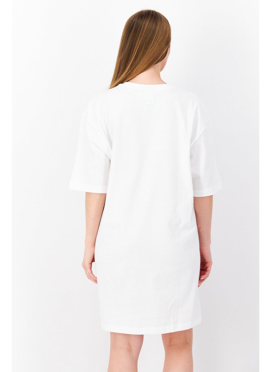 adidas Originals Women Sportswear Fit Elbow Sleeve Outdoor Shirt Dress, White  - Image 4