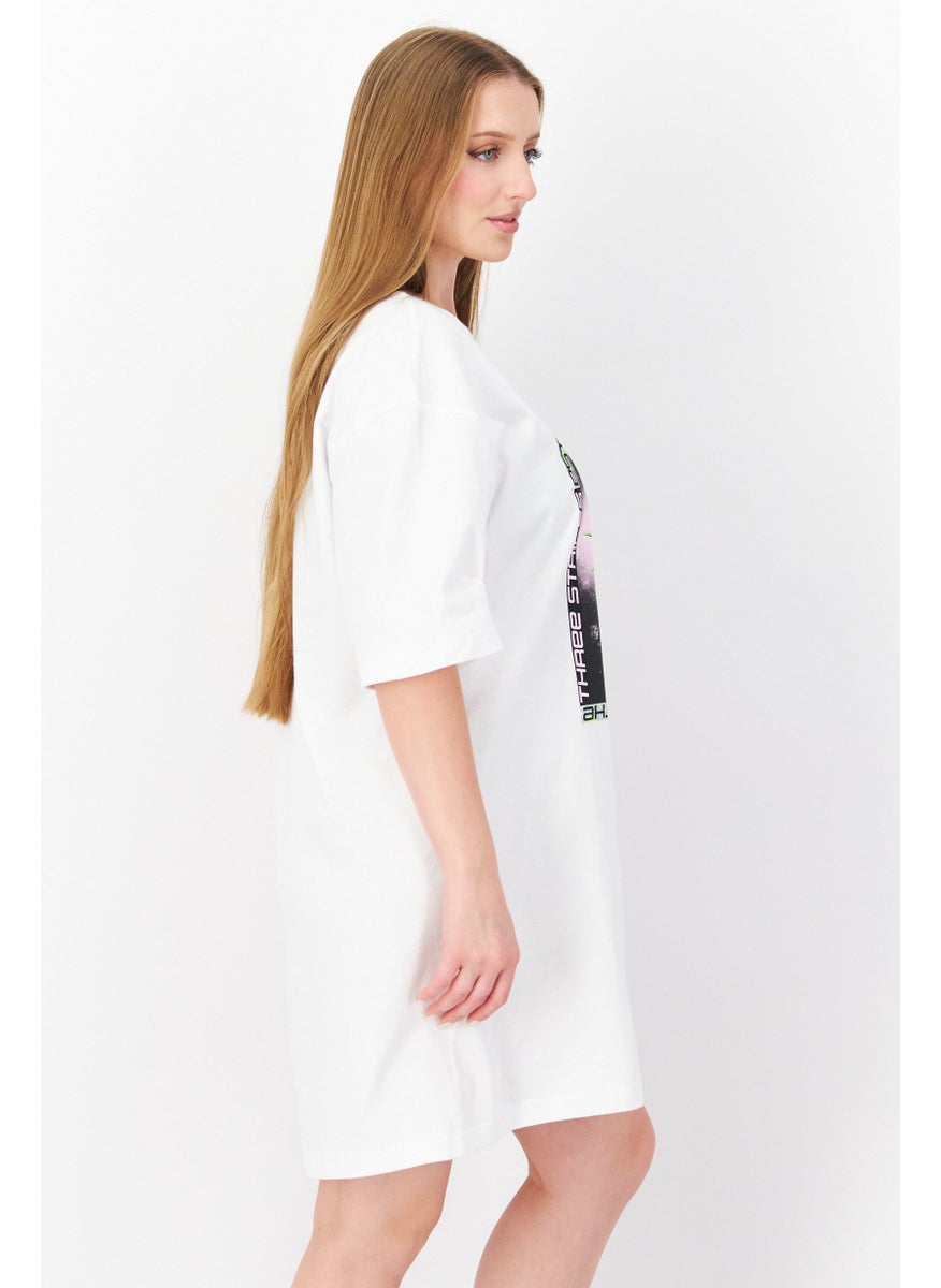 adidas Originals Women Sportswear Fit Elbow Sleeve Outdoor Shirt Dress, White  - Image 2