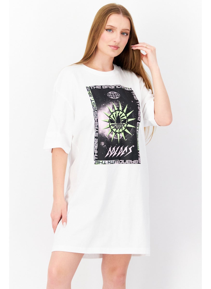 adidas Originals Women Sportswear Fit Elbow Sleeve Outdoor Shirt Dress, White  - Image 1