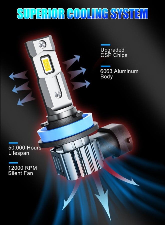 RCJ 9005 H11 Light Bulbs Combo, 600% Brighter Fog Light 6000K Cool White, 1:1 Mini Size 9005/HB3 H11/H9/H8/H16, Plug-N-Play, IP67 Waterproof, Pack of 4 - Image 2