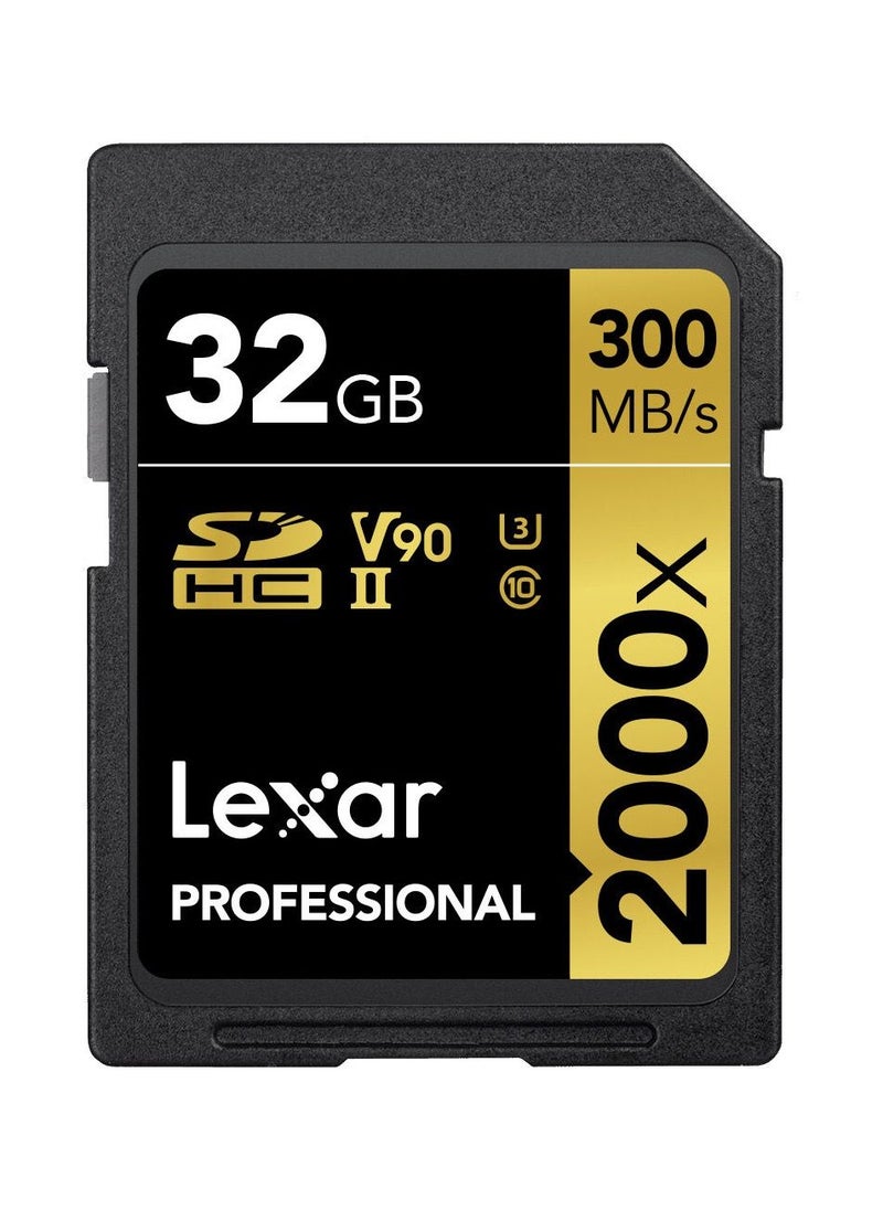 Lexar 32GB Professional 2000x UHS-II SDHC Memory Card with Memory Card Case Water resistant