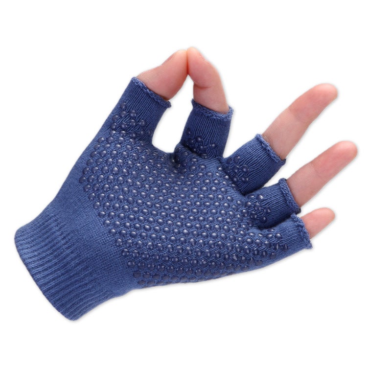 Anti-Slip Yoga Gloves Half Finger Sweat Absorbent Gray and blue - Image 1