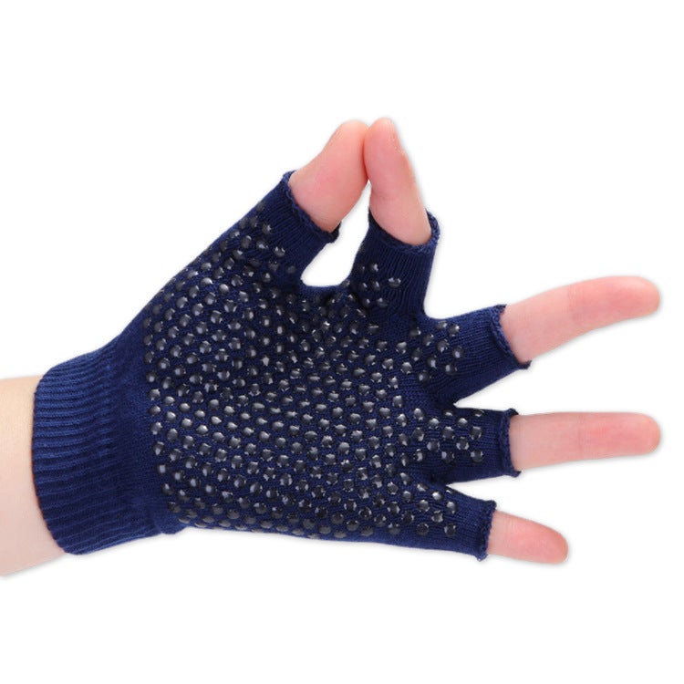 Anti-Slip Yoga Gloves Half Finger Sweat Absorbent Gray and blue - Image 2