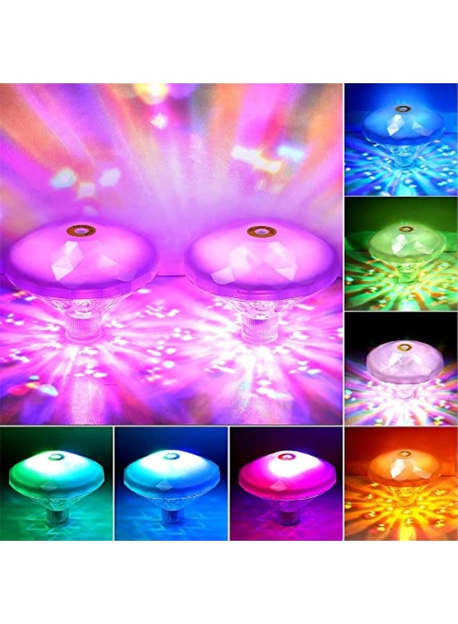 Generic ELECDON 2 Pieces Swimming Pool Lights Floating Pool Lights Underwater Waterproof Lights LED Pool Accessories with 7 Modes for Disco Pool Party, Pond Decor Decoration, Hot Tub Bath Toys  - Image 1