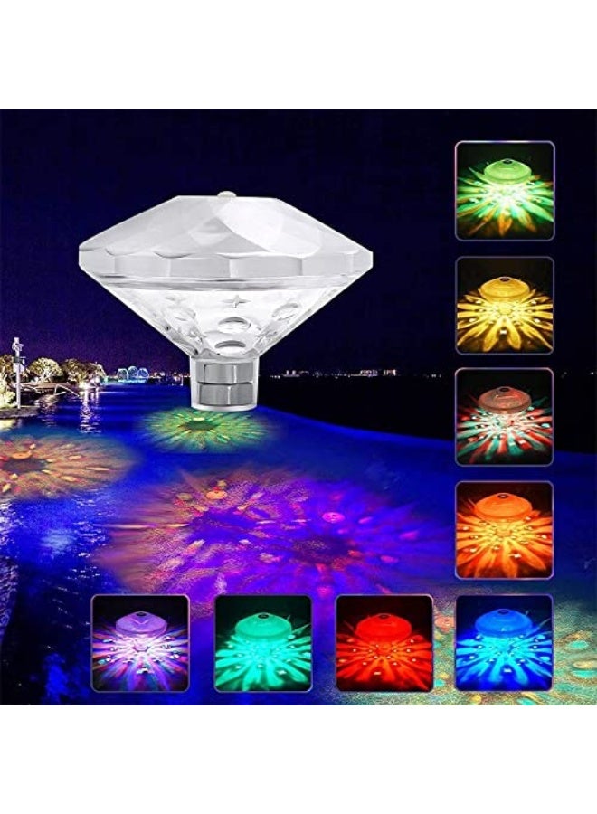 Generic ELECDON 2 Pieces Swimming Pool Lights Floating Pool Lights Underwater Waterproof Lights LED Pool Accessories with 7 Modes for Disco Pool Party, Pond Decor Decoration, Hot Tub Bath Toys  - Image 3
