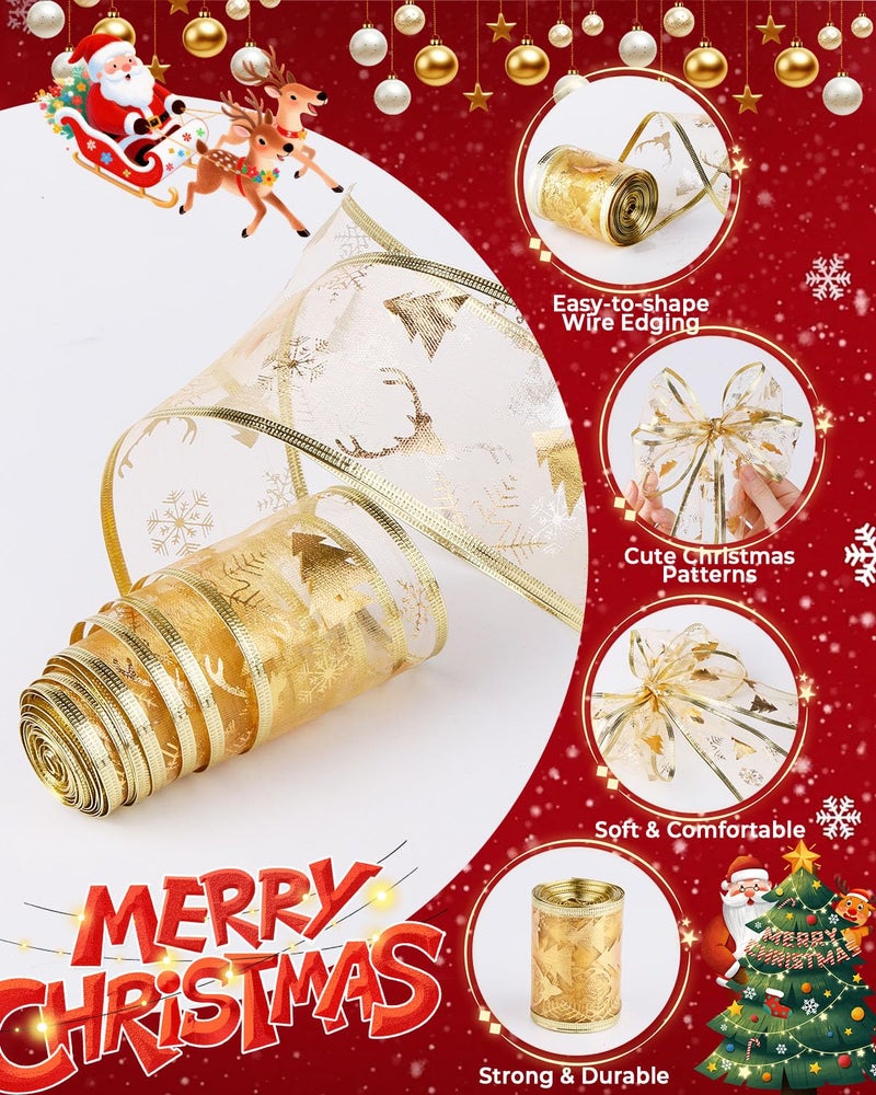 BAOTUJIA 3 Rolls Christmas Ribbons for Decoration Gift Wrapping, Xmas Ornaments Items, Gift Bows, Christmas Tree Decorations Material - Image 3