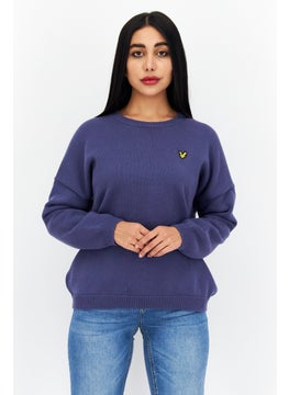 Lyle & Scott Women Crew Neck Long Sleeve Knitted Sweater, Blue  - Image 1