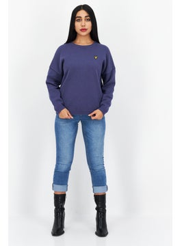 Lyle & Scott Women Crew Neck Long Sleeve Knitted Sweater, Blue  - Image 3