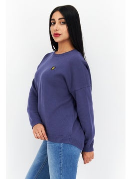 Lyle & Scott Women Crew Neck Long Sleeve Knitted Sweater, Blue  - Image 4