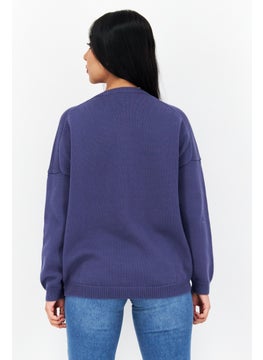 Lyle & Scott Women Crew Neck Long Sleeve Knitted Sweater, Blue  - Image 2