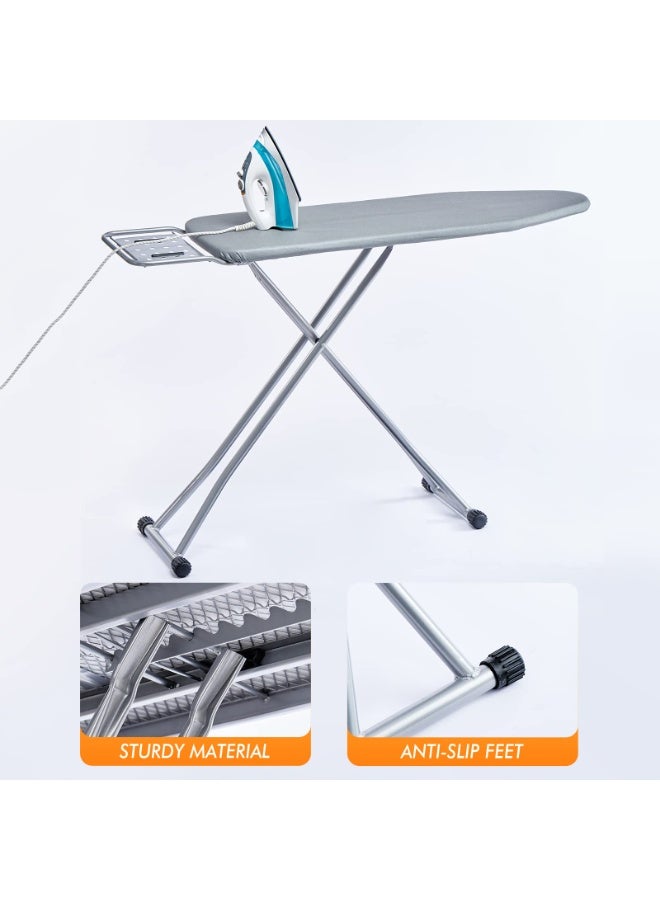 Large Foldable Ironing Board with Heat-Resistant Grey Cover (112×33 cm) – Sturdy Metal Ironing Table with Stable Stand - Image 2
