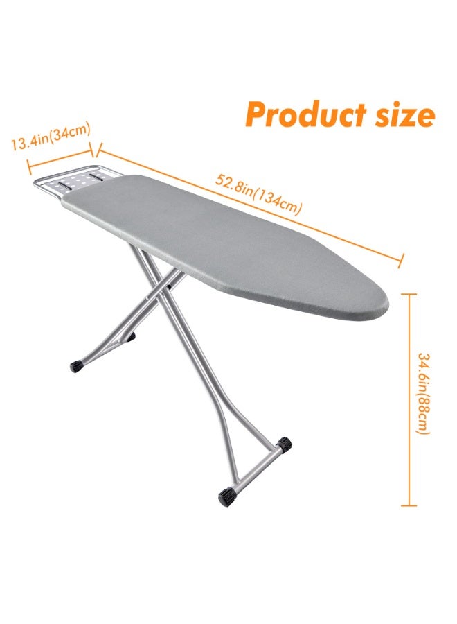 Large Foldable Ironing Board with Heat-Resistant Grey Cover (112×33 cm) – Sturdy Metal Ironing Table with Stable Stand - Image 3