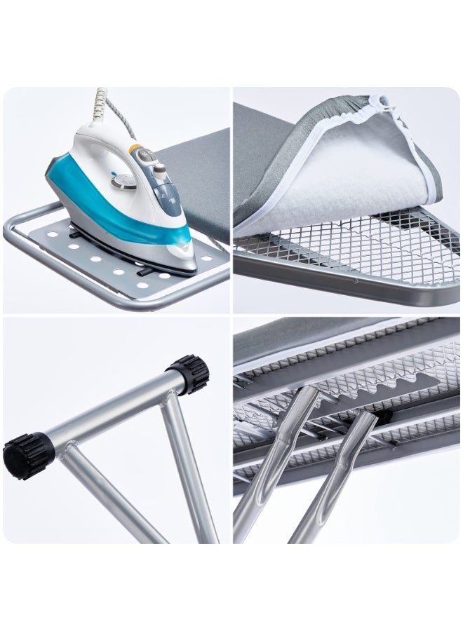 Large Foldable Ironing Board with Heat-Resistant Grey Cover (112×33 cm) – Sturdy Metal Ironing Table with Stable Stand - Image 5