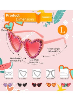 فيسيدي نظارات شمسية على شكل قلب للنساء، نظارات شمسية عصرية من Diamond Love، إطار مرصع بالكريستال B2318 للحفلات  - Image 4